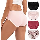 INNERSY Women's Seamless Hipster Underwear Soft No Show Invisible Stretch Panties 4-Pack