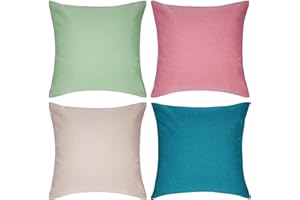 Pack of 4 Decorative Outdoor Waterproof Throw Pillow Covers Square Garden Cushion Cases for Patio, Couch, Tent and Sofa (Blue