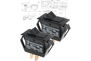 Carling Technologies Rocker Switches TA201-TB-B,(Pack of 2) SPST ON-None-Off BLK