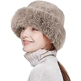 HH HOFNEN Winter Bucket Hat Fluffy Faux Fur Fisherman Plush Warm Hats Cute Fuzzy Bucket Hat for Women