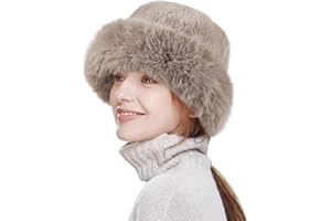 HH HOFNEN Winter Bucket Hat Fluffy Faux Fur Fisherman Plush Warm Hats Cute Fuzzy Bucket Hat for Women