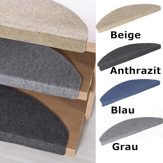 andiamo Stufenmatte, Schutz für die Treppe, Selbstklebend und Pflegeleicht, in Verschiedenen Farben, Set zu je 15, Farbe:Blau