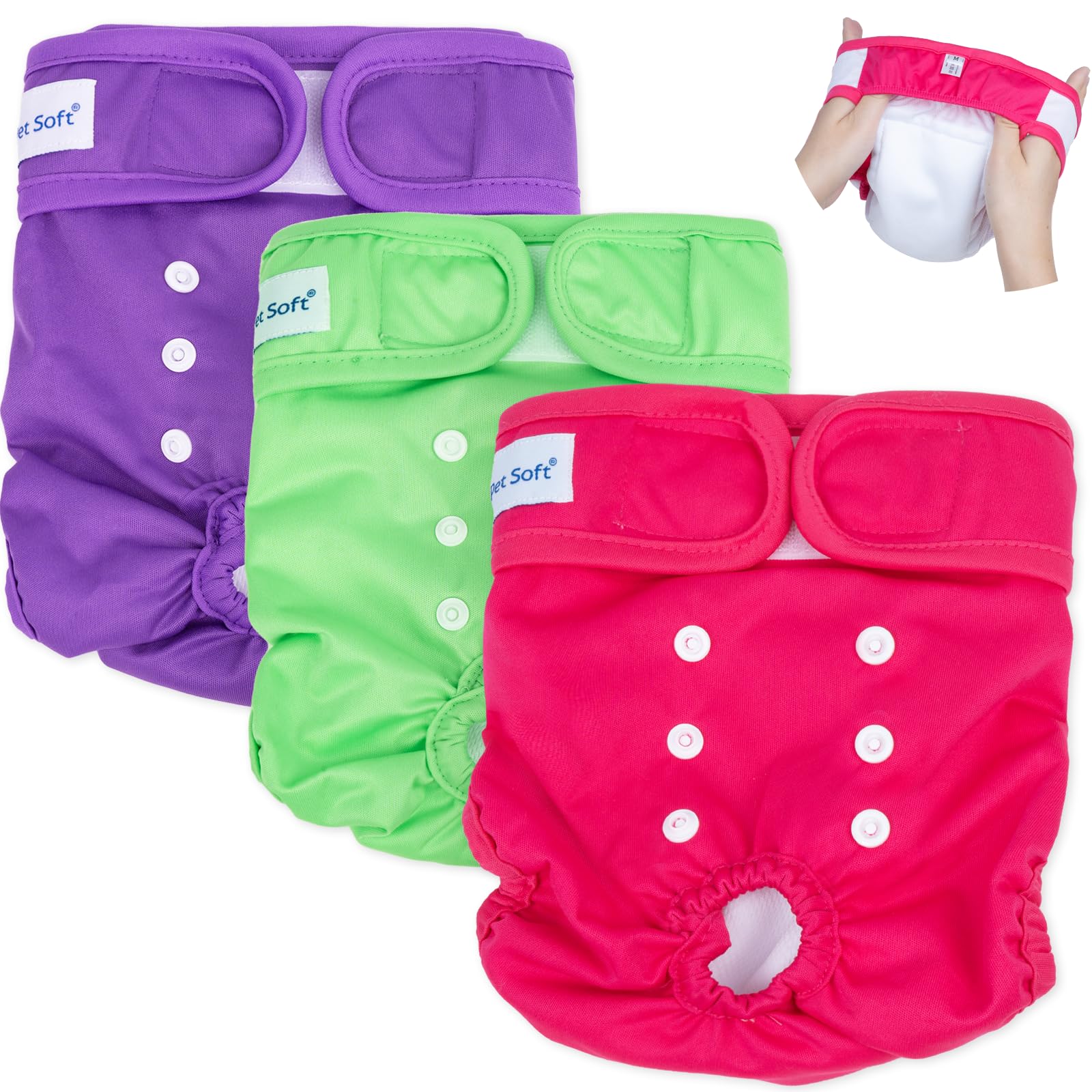 Photo 1 of Pet Soft Washable Female Diapers (3 Pack) Female Dog Diapers, Comfort Reusable Doggy Diaper for Girl Dog in Period Heat (Classy, M)