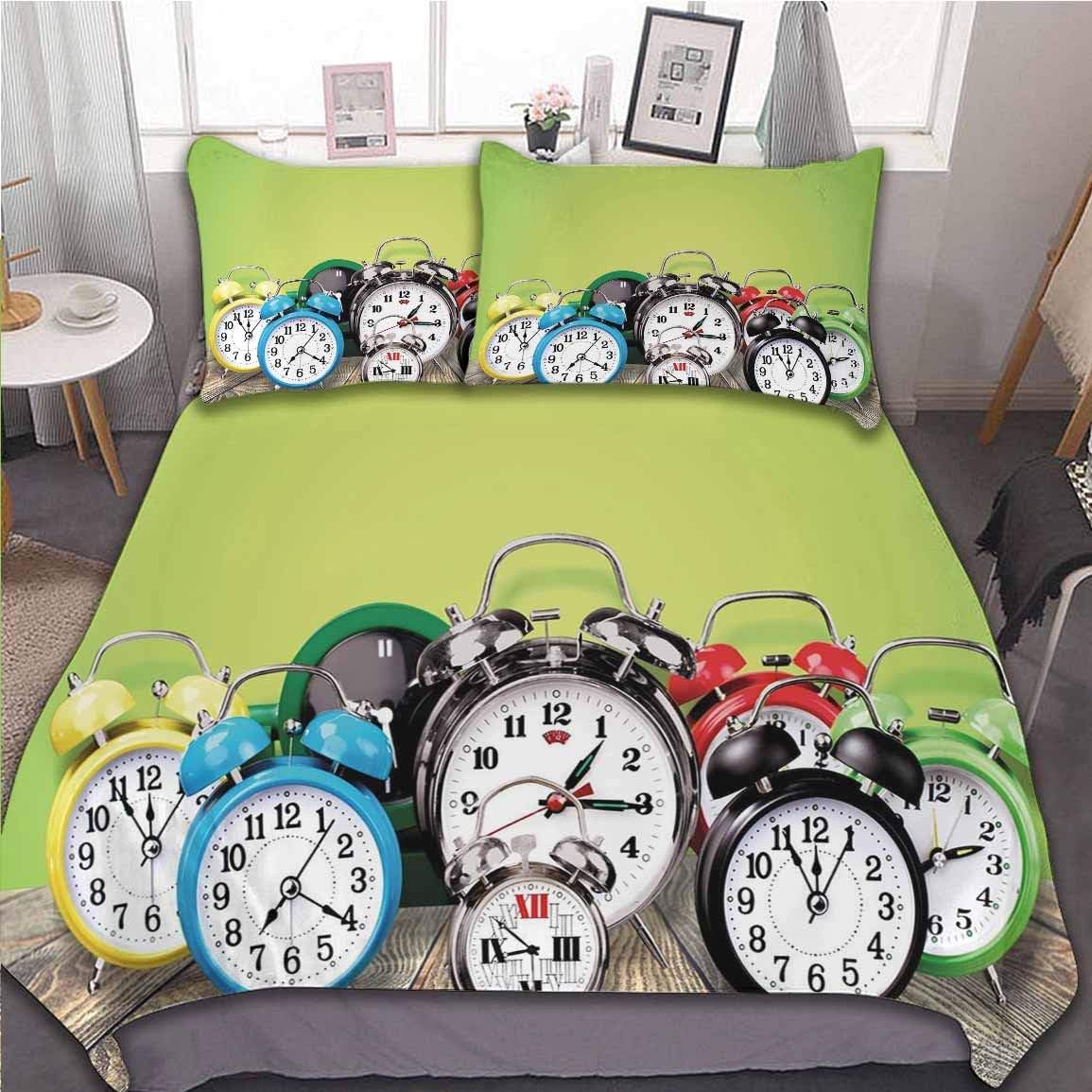 Juego de funda de edredón Oobon, un grupo de relojes despertadores en