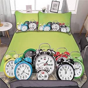 Juego de funda de edredón Oobon, un grupo de relojes despertadores en