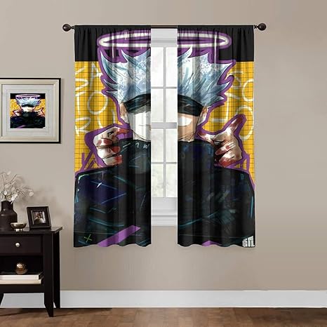 Amazon Com Anime Blackout Curtains Jujutsu Kaisen Megumi Fushiguro Room Bedroom Blinds Solid Thermal Insulated Window Treatment Soundproof Shade Curtains For Boys And Girls Room Decor 2 Panels 55x45 Inches Home Kitchen