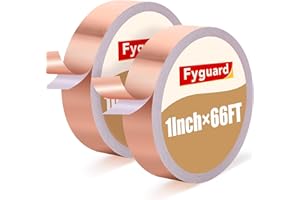 FYGUARD 2 Rolls Copper Foil Tape 1Inch × 130Ft Total Conductive Adhesive Copper Tape, Double Sided Foil Tape for Stained Glass Guitar EMI Shielding Electrical Repair Grounding Paper Circuits