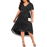 Women Plus Size Cocktail Dress - Wedding Guest Semi Formal Holiday Party Fall High Low Dresses