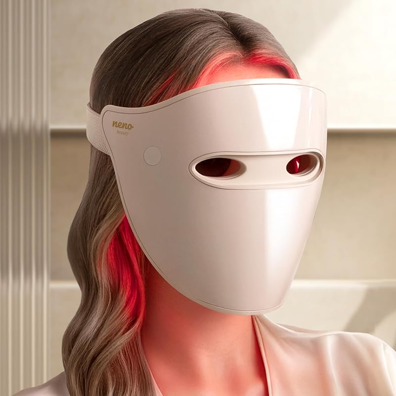 Alva Rotlichtlampe fürs Gesicht - LED Gesichtsmaske - Rotlicht Maske mit 3 Modi - Red Light Therapy mit 220 LED Dioden - Anti-Aging Skincare - Face Mask mit Lichttherapie – Kabellos, USB