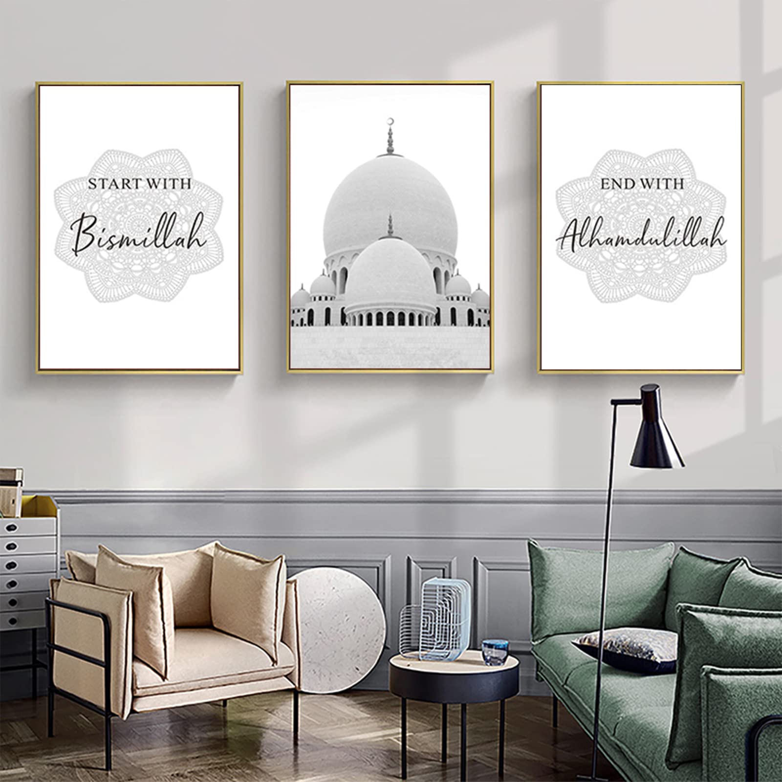 PYNVDD Islamic Painting, Arabic Calligraphy, Islamic Pictures, Arabic Decorative Wall Art Pictures, No Frame (Style 1.50 x 70 cm x 3)