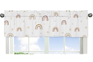 Sweet Jojo Designs Boho Rainbow Window Treatment Valance - Blush Pink Dusty Rose Gold Yellow Mauve Taupe Beige Tan Bohemian Stars Sun Celestial Vintage Sky