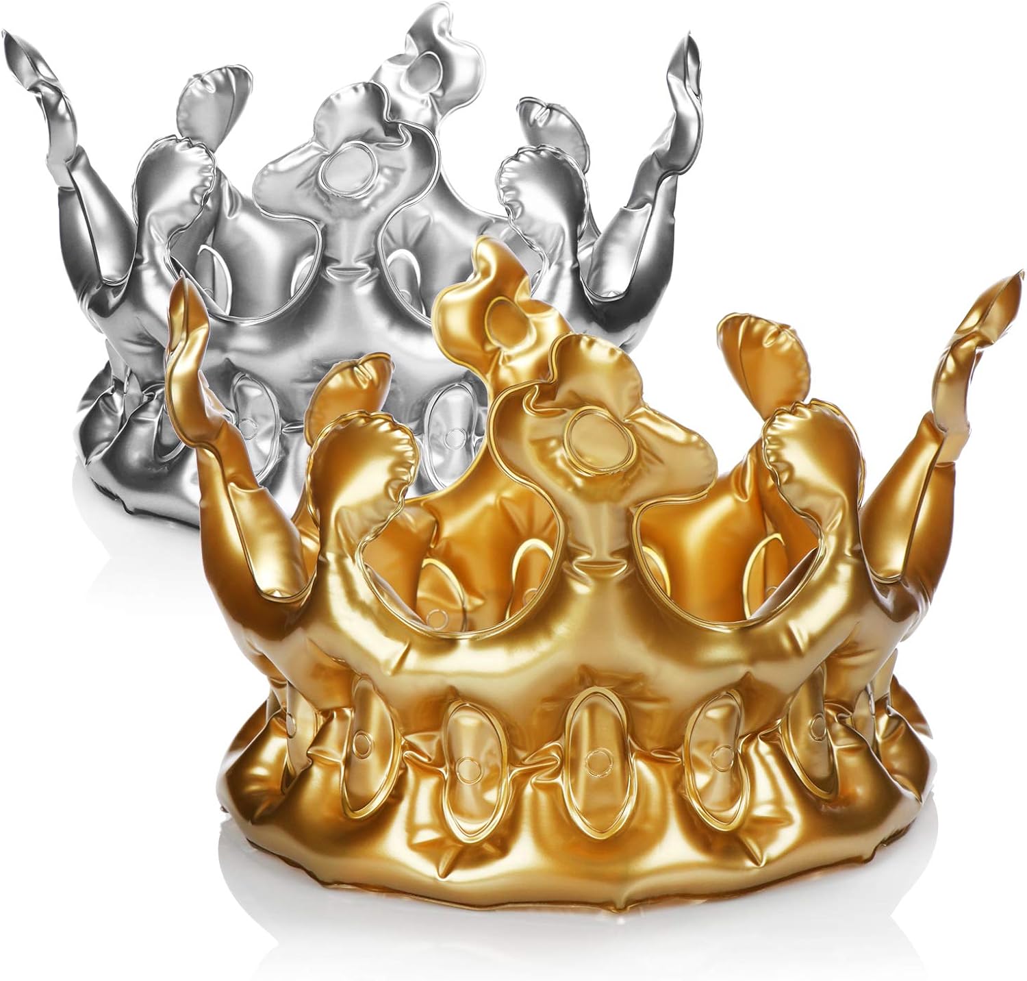 COMFOUR® 2x inflatable crown in silver and goldcolored king costume
