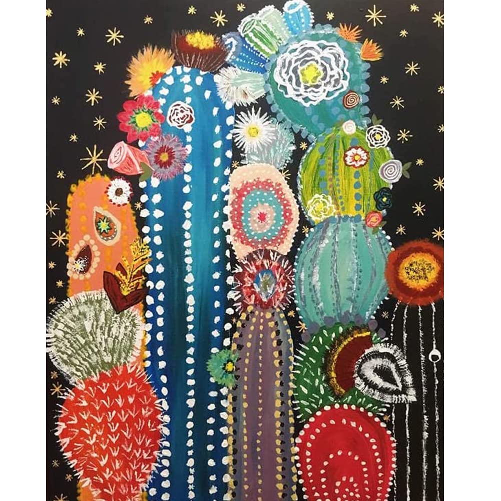 ABEUTY 5D Diamond Painting DIY Full Drill Rhinestones, Flowering Colorful Cactus Plant, Paint with Diamonds Crystal Diamond Art Kits (Cactus)