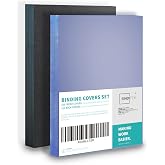 Binditek 200 Pack Binding Covers Set, 8.5x11 Inches, 8Mil PVC &amp; 12Mil Poly | Binding Covers and Backs Set, Letter Size, 8 Mil Clear PVC Binding Cover, 12Mil Black Poly Cover, Square Corners, Unpunched