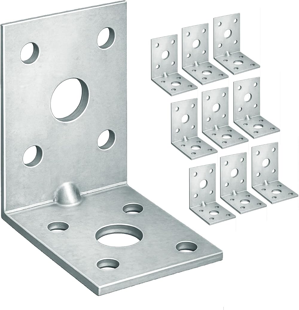 OMIDEAS 10x Galvanised Angle Brackets 50x50x35mm Heavy Duty Corner Joiner