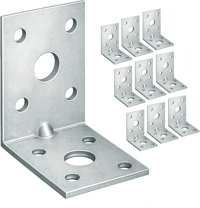 OMIDEAS 10x Galvanised Angle Brackets 50x50x35mm Heavy Duty Corner Joiner