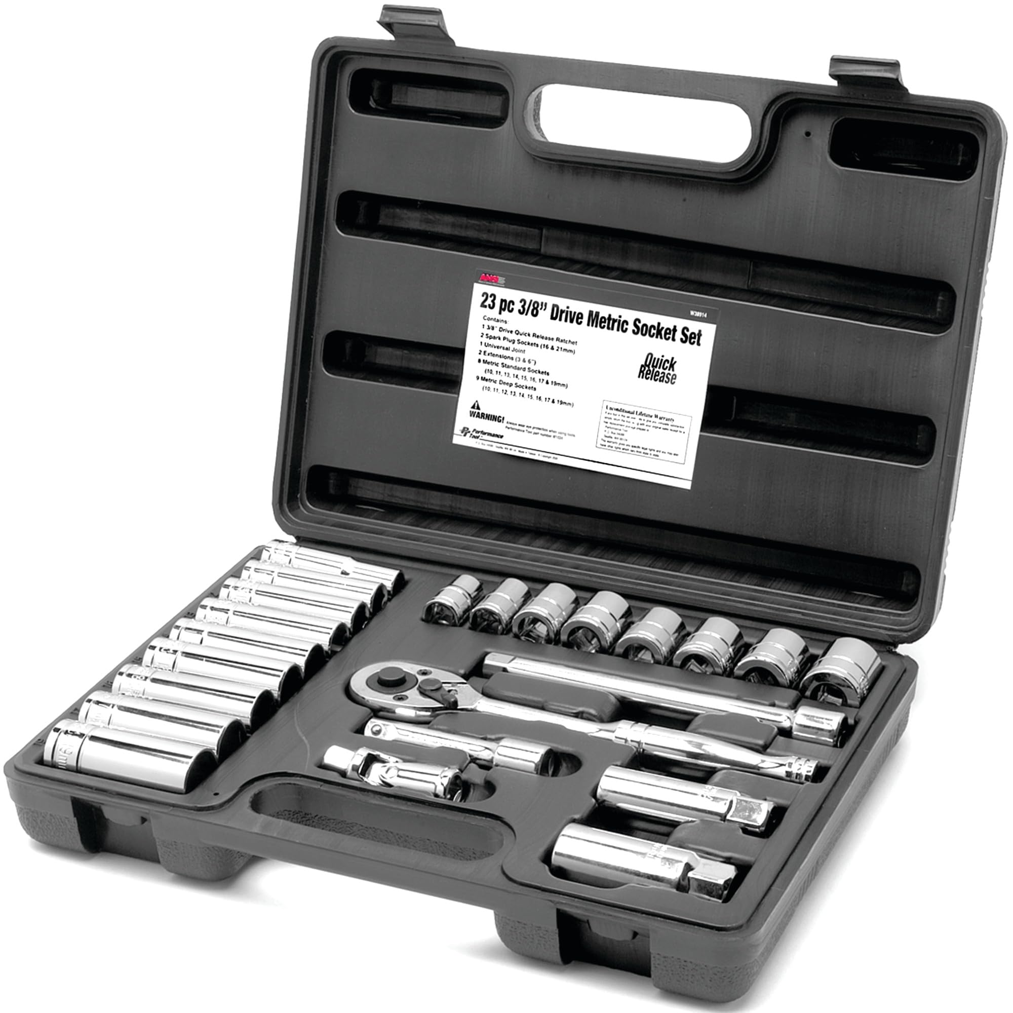 Performance Tool W38914 3/8-Inch Drive MET Socket Set, 23 -Piece, 1-Pack — image 1