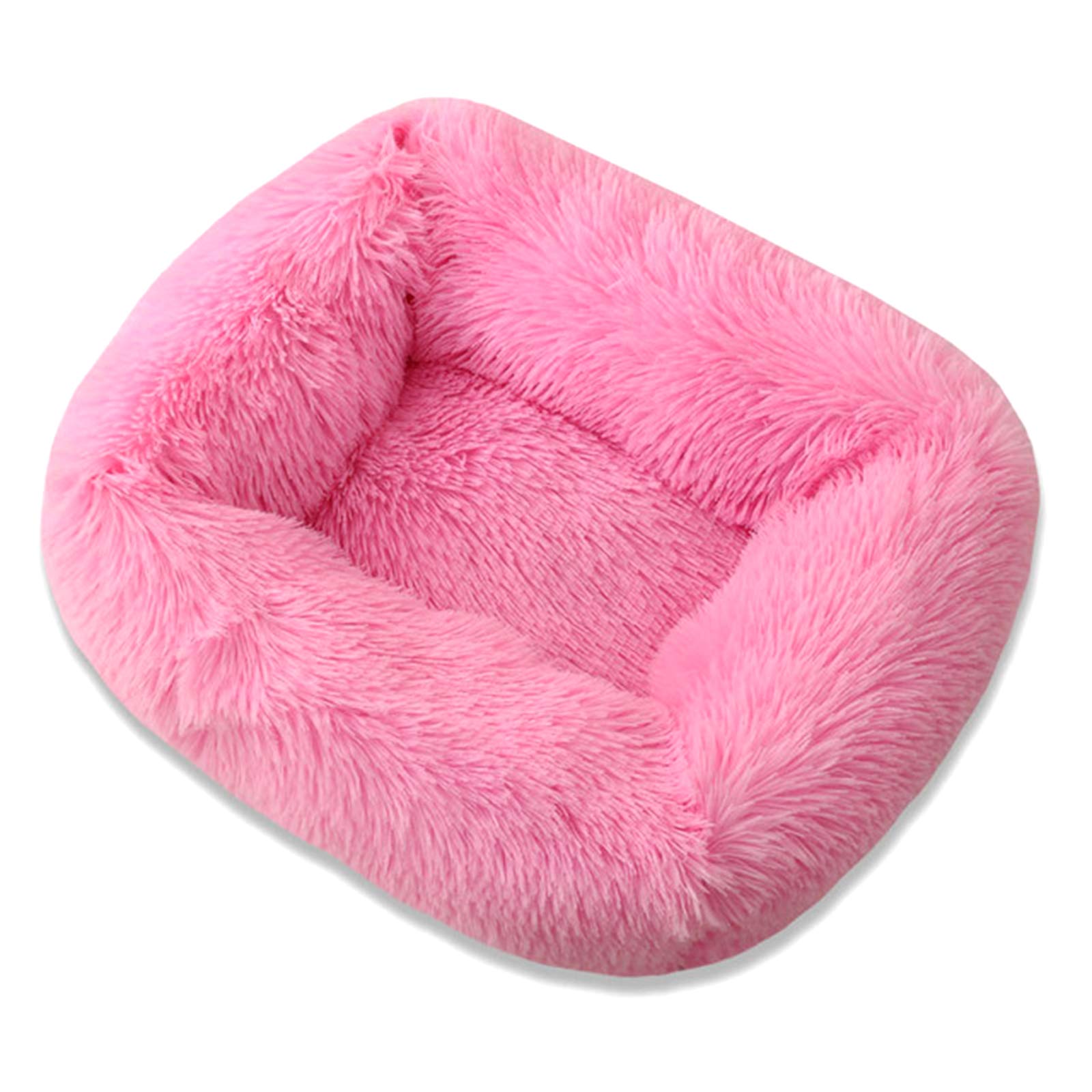 pawstrip Dog Bed, Soft Long Plush Winter Cat Bed, Washable Fluffy Warm Pet Cushion for Cats Puppy Small Medium Dogs, Calming Pet Beds Improved Sleep, Pink, M