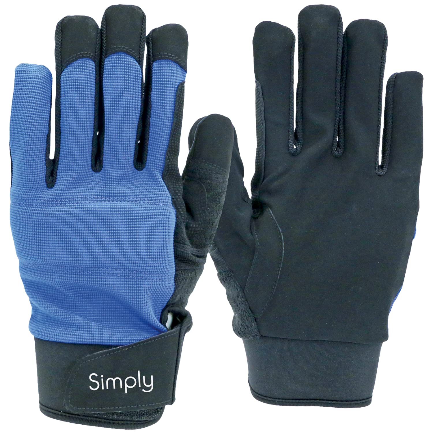 Simply Unisex Slmg003 Synethic Leather Gloves, Black & Blue, XL UK