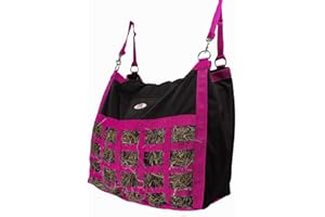 Paris Tack Supreme Slow Feed Top Load Hay Bag with Super Tough Bottom and 6 Month Warranty (Black and Pink)