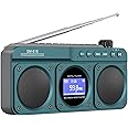 SEMIER Small Digital FM Radio Bluetooth Speaker, Handheld Rechargeable Radio Wireless Speaker, LCD Display, Double Speakers, Headphone Jack, Support USB/Micro SD Card MP3 Play for Home Outdoor