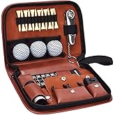 Jiskan Golf Gifts for Men and Women, Golf Accessories Set with Hi-End Case, Golf Balls, Rangefinder, Golf Tees, Brush, Multifunctional Divot Knife, Scorer, Golf Ball Clamp