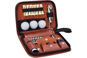 Jiskan Golf Gifts for Men and Women, Golf Accessories Set with Hi-End Case, Golf Balls, Rangefinder, Golf Tees, Brush, Multifunctional Divot Knife, Scorer, Golf Ball Clamp