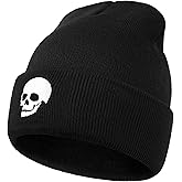 MixYoke Gothic Skull Beanie Hats for Men Women, Skeleton Cuffed Winter Hat for Goth Gifts, Indoor and Outdoor Outfit Matching