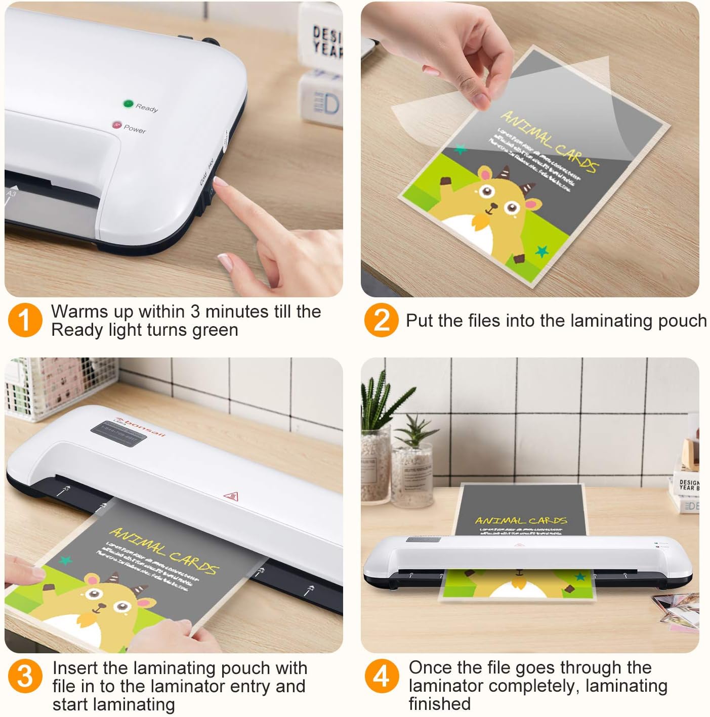 Thermal Laminator, 13 Inches Width Laminating Machine for A3/A4/A6, 3 Min Fast Warm-up with 12 inches/min Quick Laminating Speed, Quiet for Office/School/Home Use, Includes Laminating Pouches, L309-A : Office Products