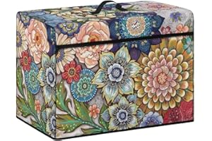 Psesaysky Boho Floral Sewing Machine Cover Stain Resistant Lightweight Waterproof Sewing Machine Cover Dust Cover with Pockets to Keep Clean & Safe Soft