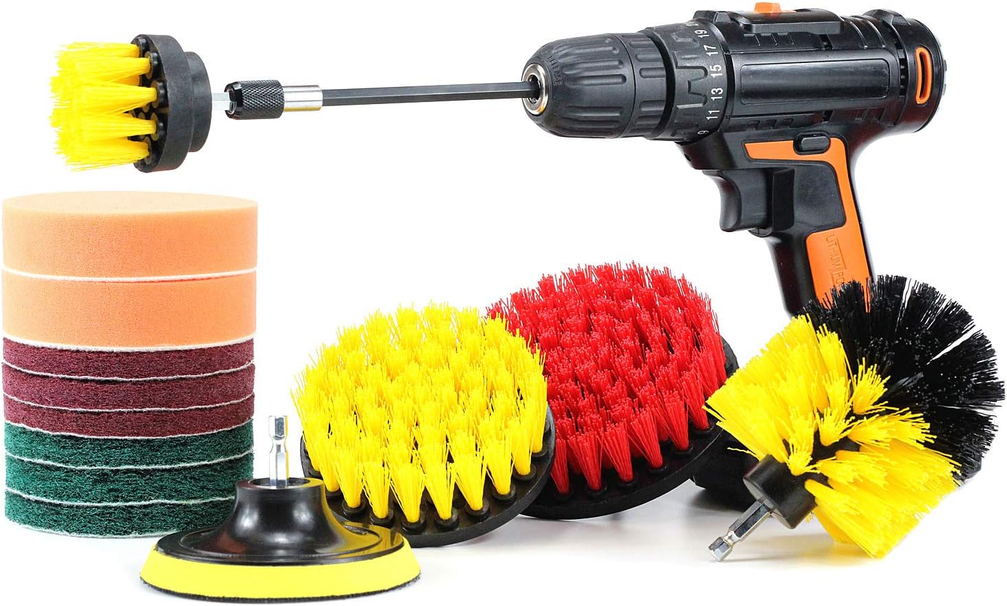 Cooptop Drill Brush Attachment Set Cleaning Kit - Power Scrub Pad Cleaning Kit – Power Scrubbing Drill Attachment - Cleaning Scouring Pads (14 Piece)