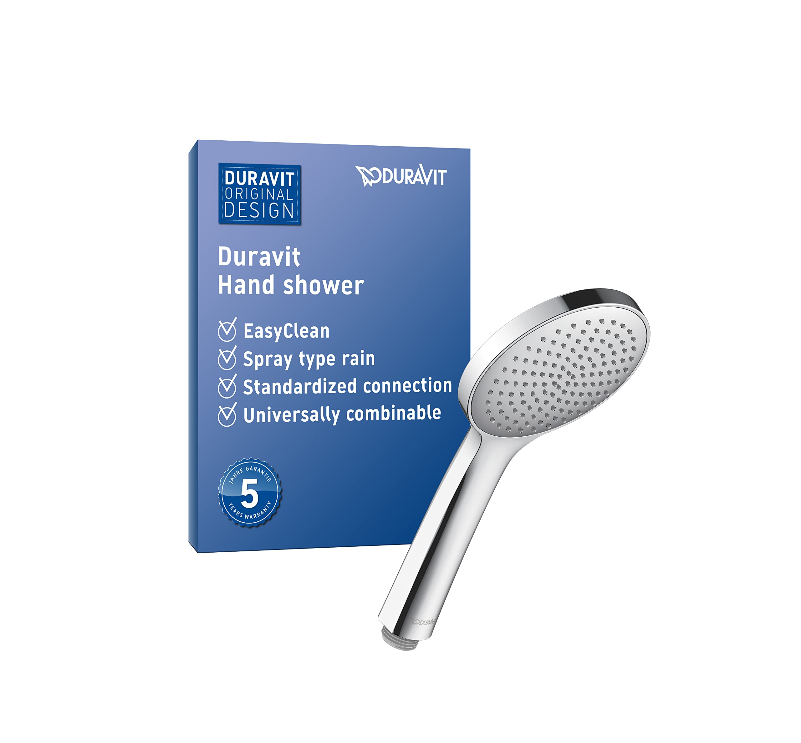 Duravit Universal Shower Head, Handheld Shower Head with Jet Type Rain, Shower Head Round (Ø 110 mm), Easy to Clean, Chrome