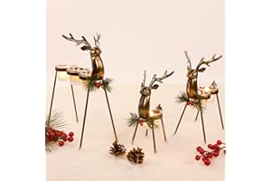 Lulu Home Set of 3 Metal Reindeer Tea Light Candle Holders, Christmas Candle Holders with 3 Sizes - 11.8" H, 10" H, 8.5" H, Christmas Reindeer Table Decoration for Holiday, Wedding, Housewarming