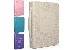 DEHITE Bible Cover Case for Women – Leather Carrying Bag Large Size – Fits Book 7 x 10.1 x 1.9 in – Pen Slots – Zippered Pocket – Premium Faux Leather – Beige Christian Gift Accessory