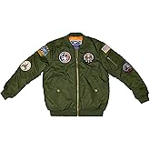 Up and Away Medium-Weight MA-1 Flight Bomber Jacket in Green With Six Patches