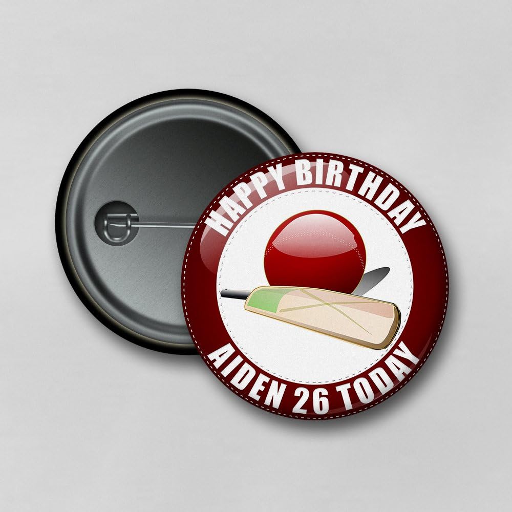 Curved Banana Ltd Personalised Cricket High Resolution Safety Pin Badge - Size: 5.8cm