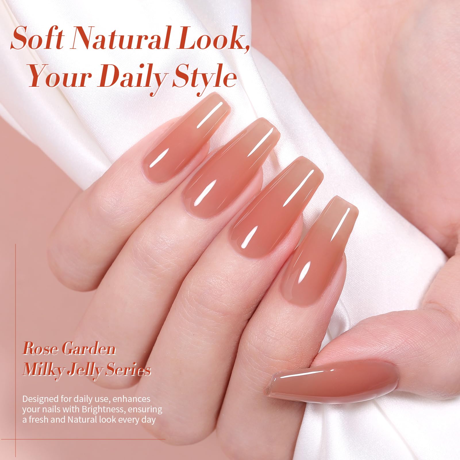 Born Pretty Jelly Burgundy Gel Nail Polish Fall Winter Jelly Wine Gel Polish Translucent Gel Polish Brown Purple Red Nude Colors Sheer Gel Polish Set Nail Art Varnish Manicure 6PCS - Image 5