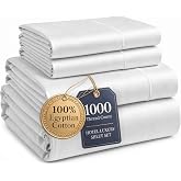 LANE LINEN 100% Egyptian Cotton Sheets Queen Size Sateen Weave - White | Queen Sheets - 4-Piece Set, 16" Deep-Pocket Snug Fit, 1000 Thread Count, Styles A Master Bedroom, Luxe Sheen, Plush