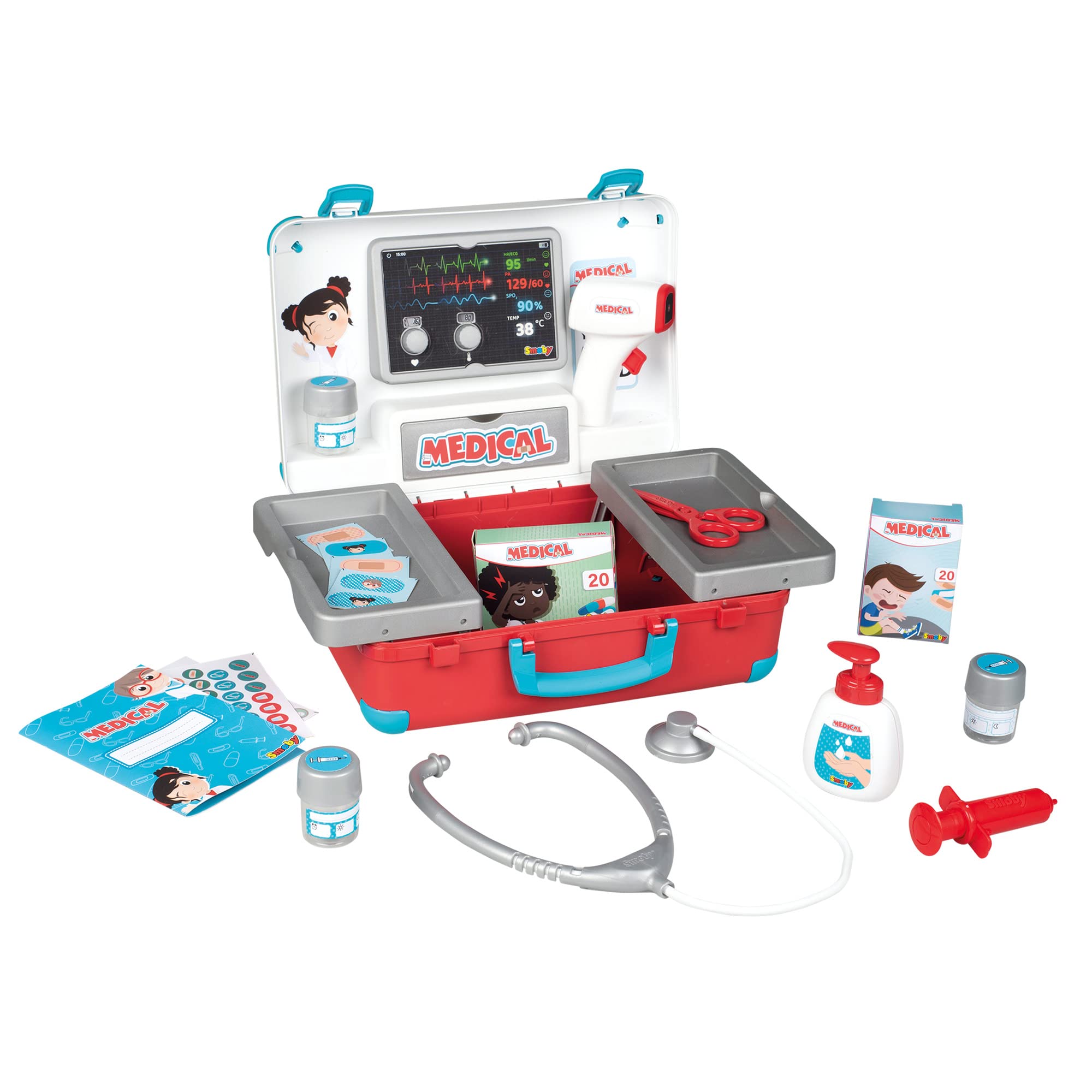 Smoby - Medical Case - Imitation Doctor Toy - 12 Accessories - Mechanical Functions - From 3 Years Old - Made in France
