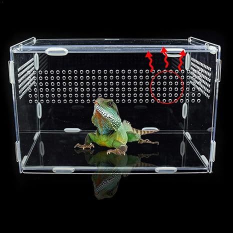 Amazon Co Jp 爬虫類飼育箱 アクリルテラリウムコンテナーポータブル爬虫類テラリウム生息地頑丈で クモトカゲカエルクリケットタートルs L Xlの換気と熱放散のために変形していません ホーム キッチン