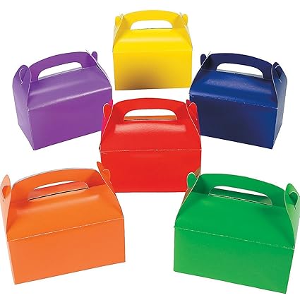 German Trendseller® - 12er Set Bunte Geschenke Boxen mit Henkel zum Befüllen ? Geschenkebox ? Kindergeburtstag ? Mitgebsel ? 