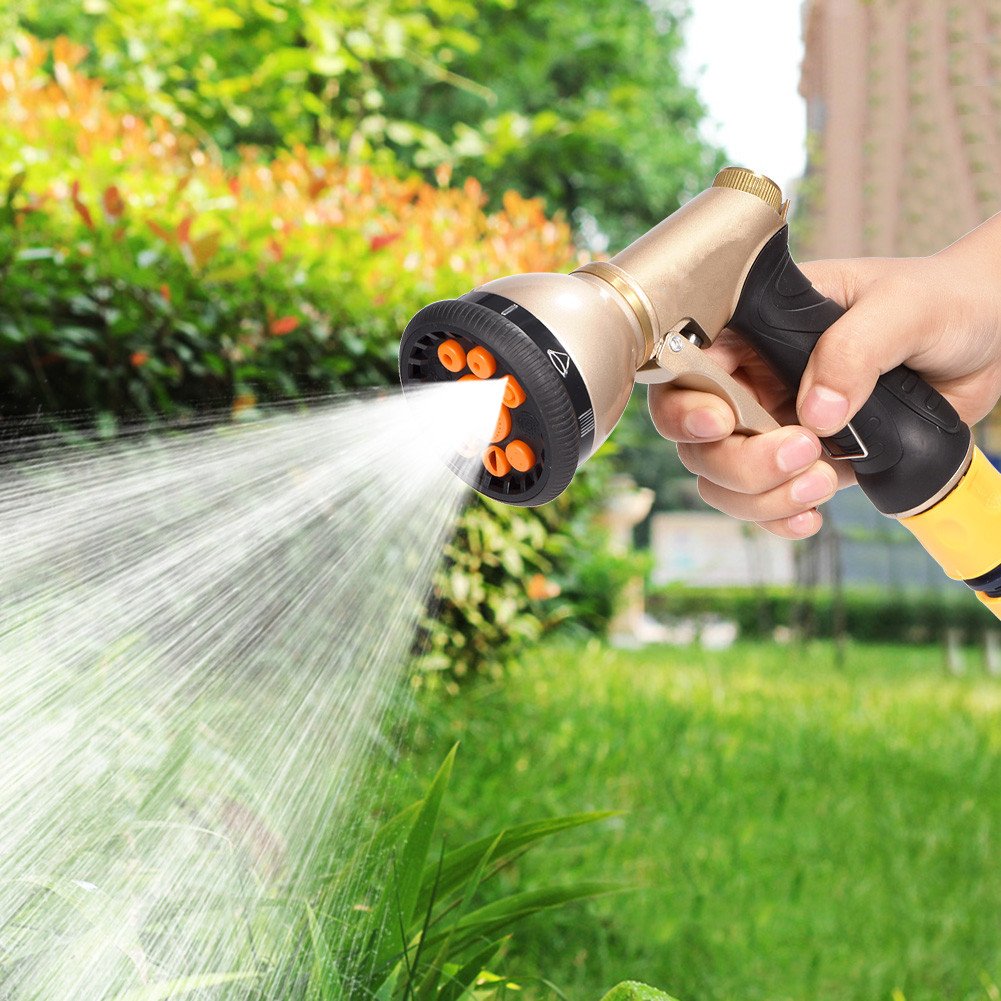 Xndryan Metal Hose Spray Gun﻿, 9 Adjustable Patterns Multi Spray Watering Gun, Heavy Duty Spary Nozzle for Plant Watering/Car Washing/Pet Showering/Sidewalk Cleaning