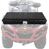 BLACKHORSE-RACING 35inch ATV/UTV Rear Aluminum Storage Box，Heavy Duty Aluminum Stripes Plated Truck Cargo Box - Off-Road Vehicles, Utility Vehicles - Weatherproof - Black