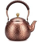 ccsxqy Copper Tea Kettle, 1.6 Quart Stovetop - Handmade Hammered Pot with Coating-Free &amp; Rust Resistant Design for Traditional Stovetop Use
