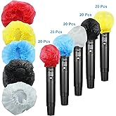 Waziaqoc 100 Pcs Disposable Microphone Hygiene Covers, Non-woven Handheld Mic Windscreen for KTV, Karaoke and Stage Performances (5 Colors）