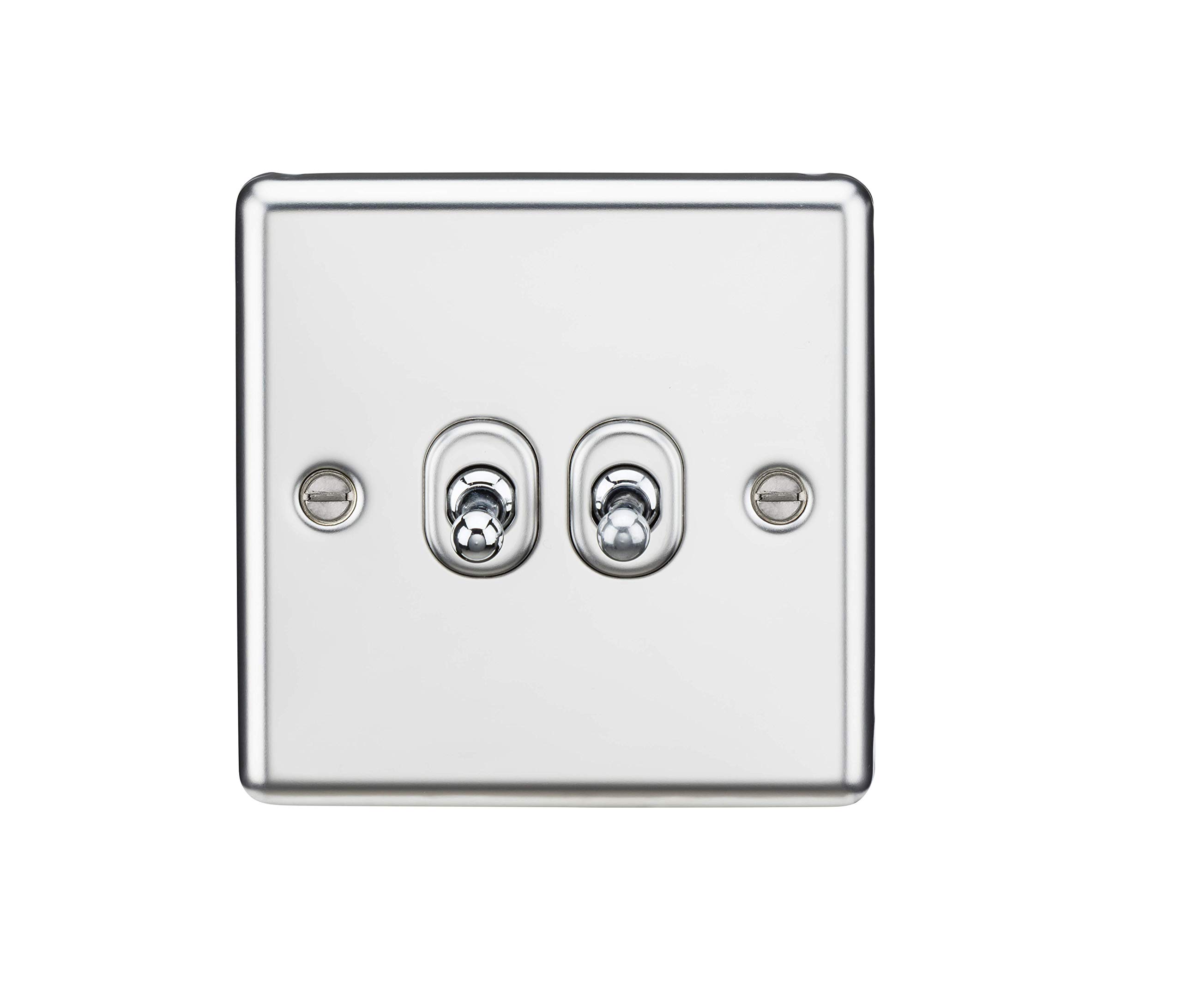 10AX 2G 2 Way Toggle Switch - Rounded Polished Chrome Finish