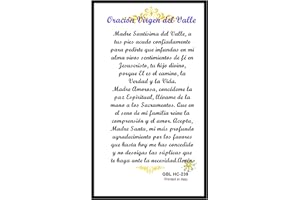 GIFTS BY LULEE, LLC Oracion a La Santisima Virgen Del Valle Tarjeta Plastificada Y Bendecida Por Su Santidad