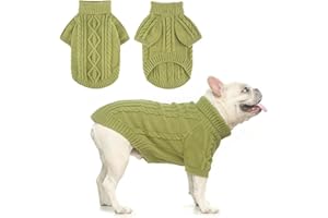 BEAUTYZOO Small Dog Sweater, Dog Sweatshirt Pullover Cable Knitwear, Classic Turtleneck Thick Cold Weather Dog Clothes for Small Medium Dogs Puppy Girl Boys Chihuahua, Bulldog, Dachshund, Pug, Yorkie