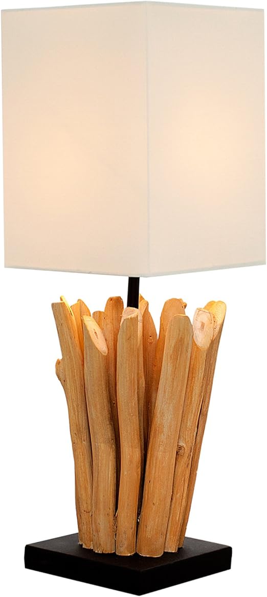 Design Treibholz Tischleuchte Euphoria Natur Mit Weissem Schirm Handarbeit Tischlampe Treibholzlampe Lampe Amazon De Beleuchtung