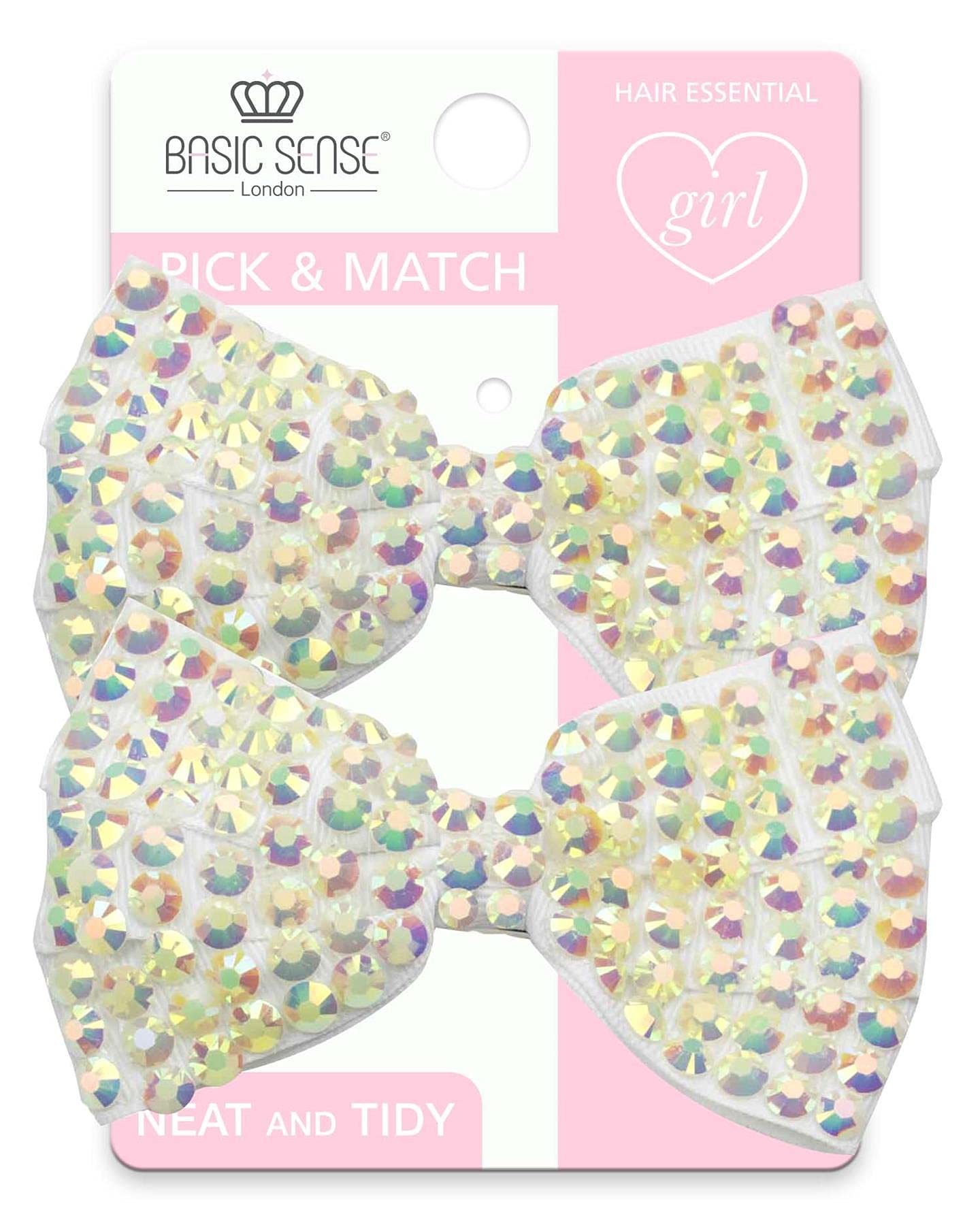 Rhinestone Hair Clips for Girls, Glitter Hair Bow Clip, Hair Accessories, A pack of 2pcs, White